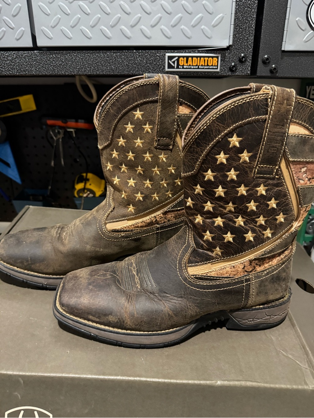 Ariat Brown Western Work Boots with Star Accent